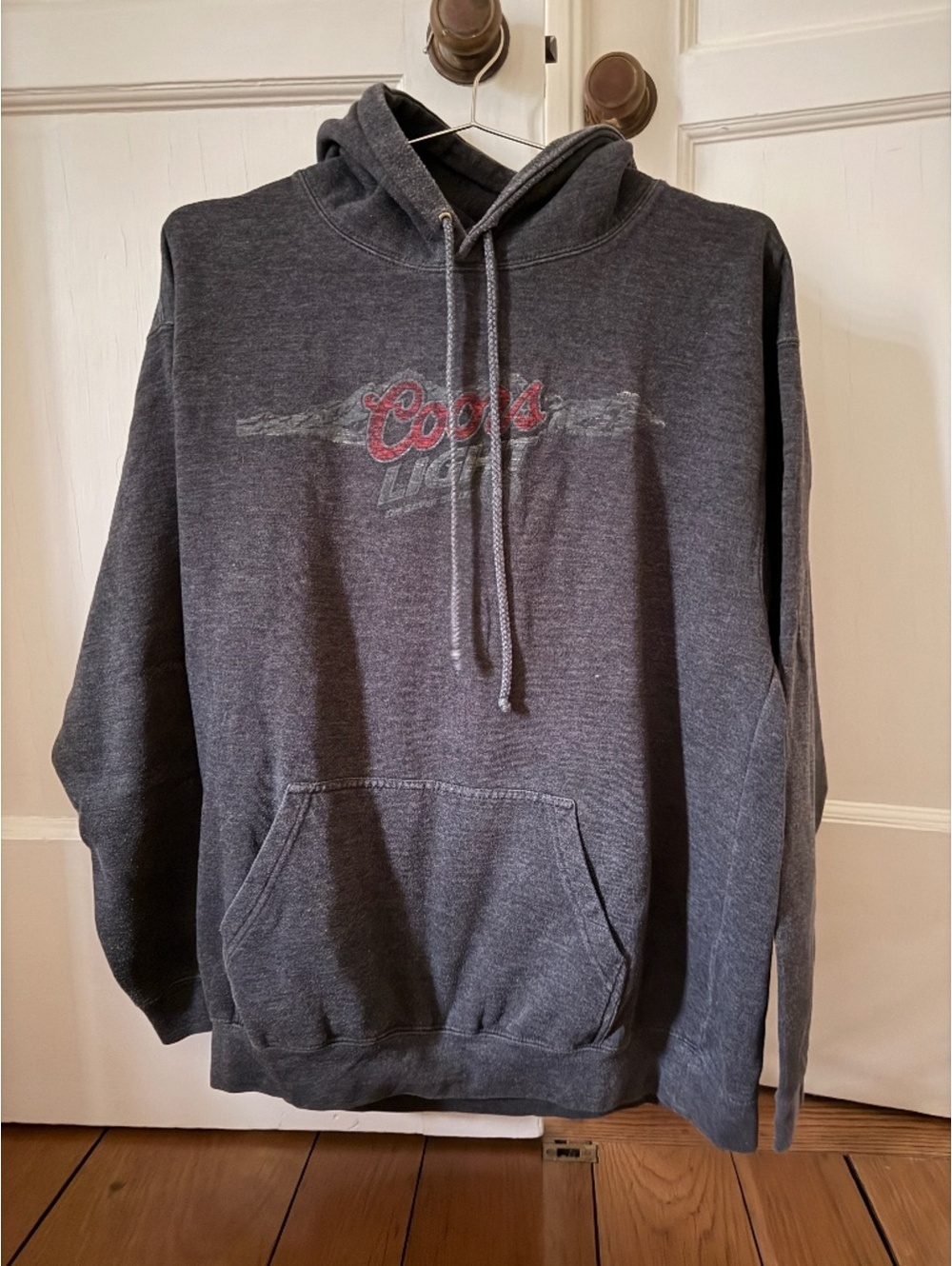 Vintage 2005 y2K  charcoal gray Coors Light graphic hoodie L